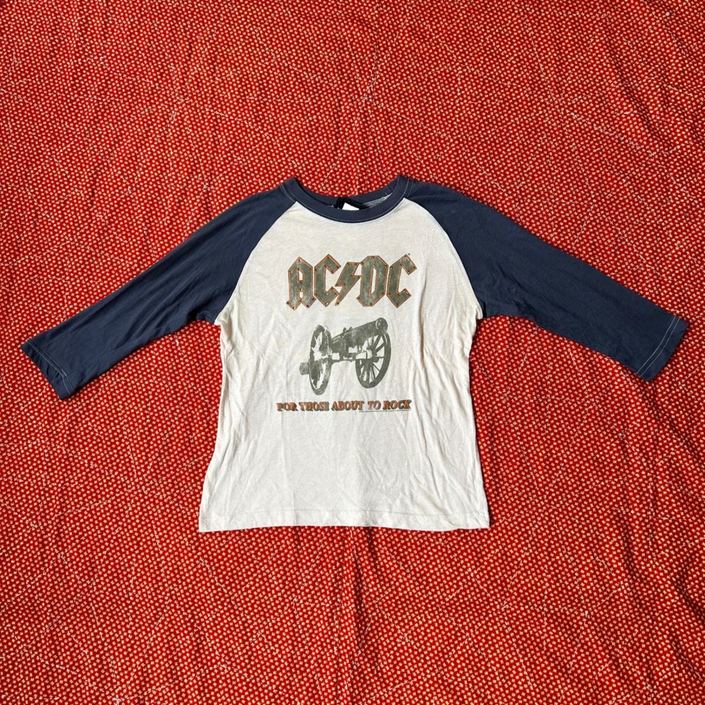 Junk Food AC/DC vintage 2004 For Those About To Rock Raglan Baseball Tee Shirt L